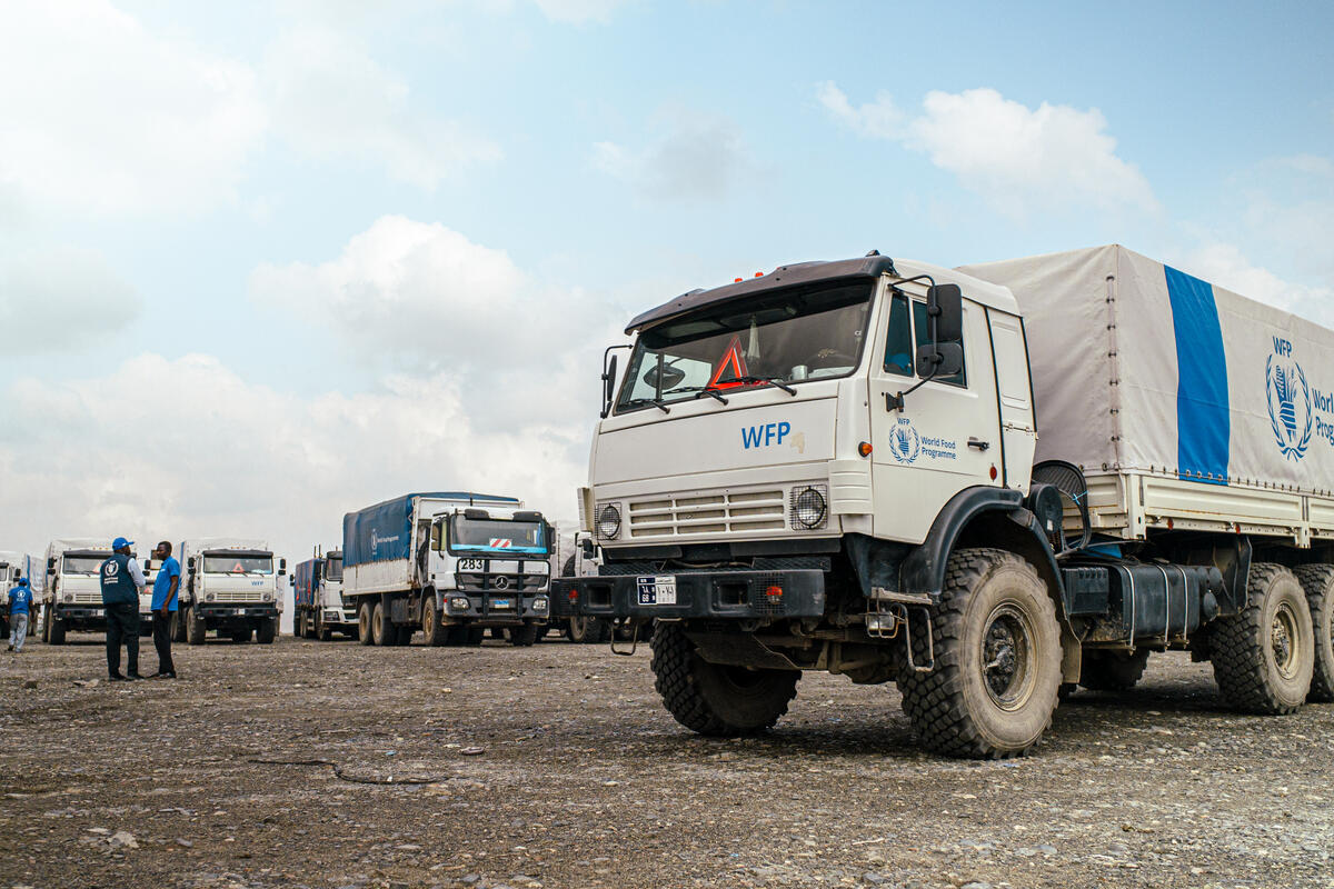 WFP/Abubakar Garelnabei. Convogli del WFP diretti da Port Sudan a Zamzam, Kadugli e Dilling per consegnare aiuti alimentari salvavita alle comunità colpite dal conflitto.