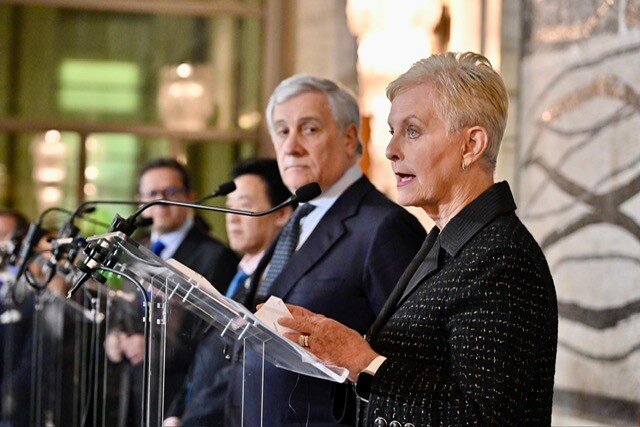 Intervento alla stampa della Direttrice Esecutiva Cindy McCain per il lancio dell'iniziativa italiana Food for Gaza