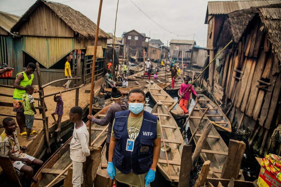Nigeria: WFP staffer Elizabeth Adejoh at work in Makoko, the world's largest floating slum, in Lagos.