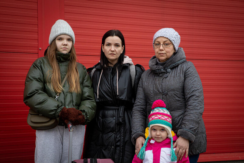 aryna Saguychenko (37), from Kyiv, at the transit center for housing and processing refugees in Hala Kijowska, around 100 km from Rzeszow, Poland, 6km from the border with Ukraine.