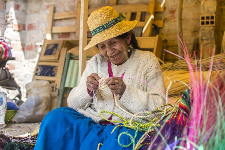 Uru women in Bolivia, like Adela Choque, have learnt new livelihoods after a lake they once depended on dried up. Photo: WFP/Divha Gantier