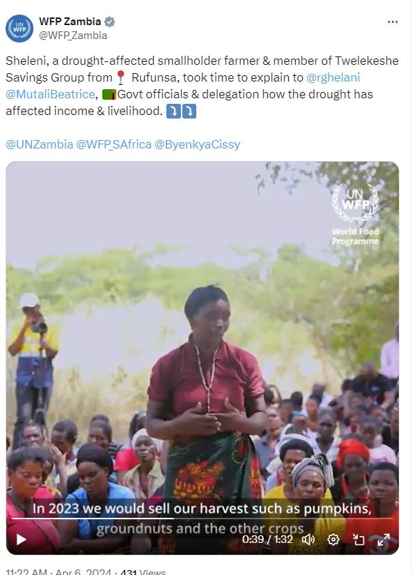 WFP Zambia tweet