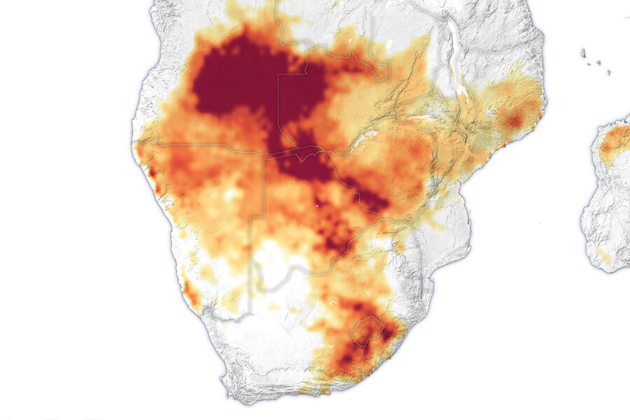 Nasa map of drought in Southern Africa